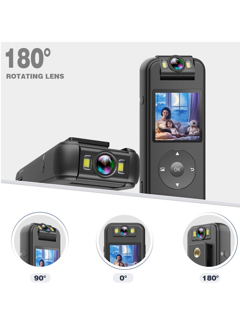 128GB Body Camera 4K 30FPS UHD Recording,1.4 in Screen Recorder Night Vision Lighting 6HR Life Wearable Camcorder for Outdoor Riding, Home, Sports, Security, Travel Records - Image 4