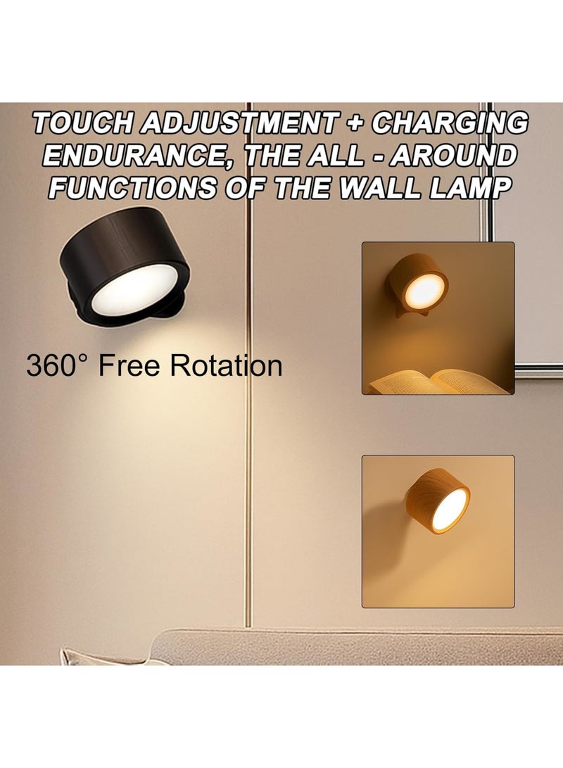 SYOSI Rechargeable Wall Lights, Battery Operated Indoor Cordless Sconces with Remote Control, 3 Color Temperatures and Dimmable 360° Rotation, Perfect for Bedroom, Reading, and Living Room, Black - Image 3