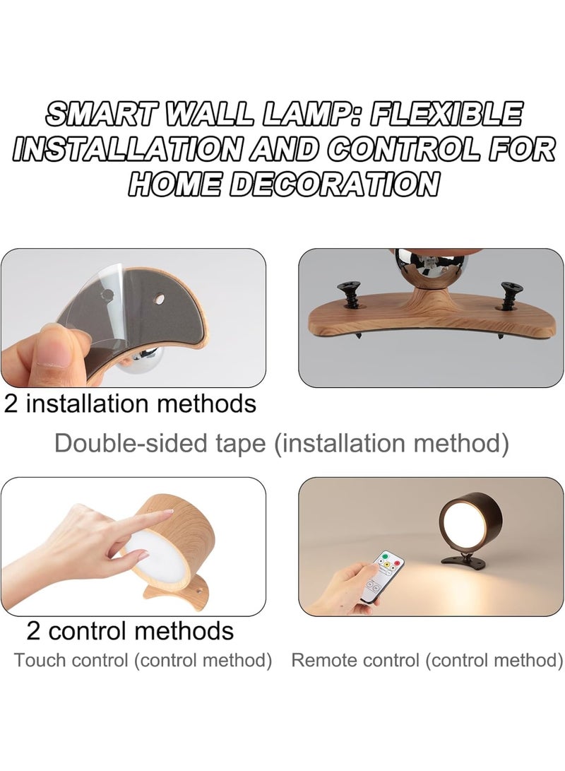 SYOSI Rechargeable Wall Lights, Battery Operated Indoor Cordless Sconces with Remote Control, 3 Color Temperatures and Dimmable 360° Rotation, Perfect for Bedroom, Reading, and Living Room, Black - Image 4