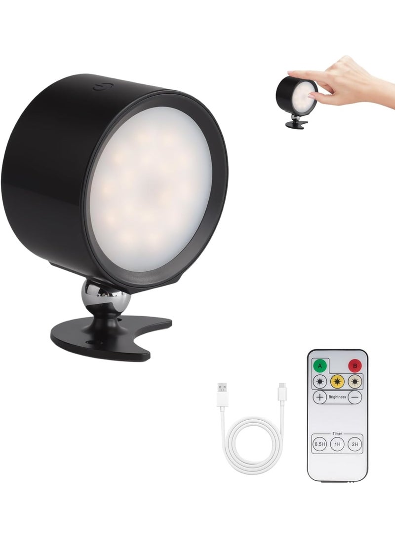SYOSI Rechargeable Wall Lights, Battery Operated Indoor Cordless Sconces with Remote Control, 3 Color Temperatures and Dimmable 360° Rotation, Perfect for Bedroom, Reading, and Living Room, Black - Image 1
