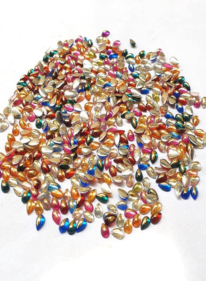 JPM Beads Crystal Finish Rhinestones Mix Color Drop Shape 3x5mm Size 1440 Pieces Multicolor Beads
