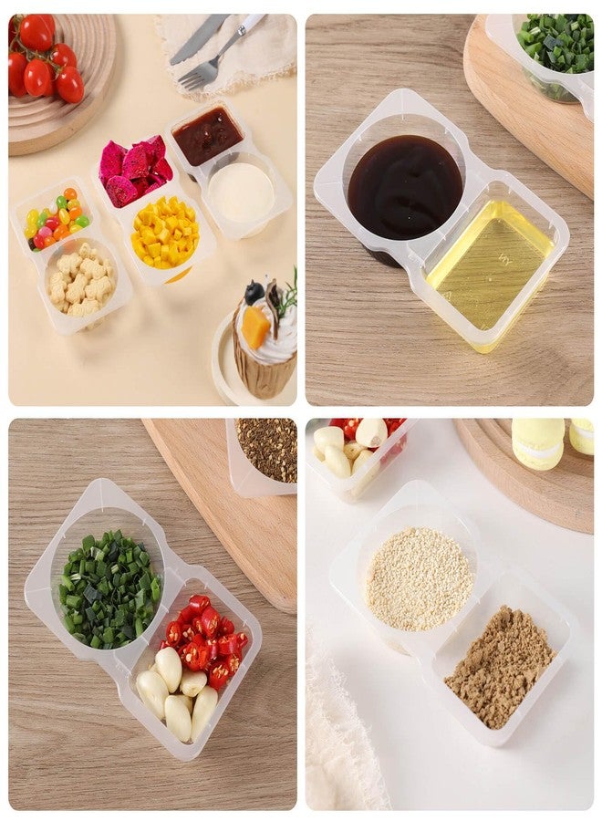 ABEJFIC 15 Sets Reusable Snack Containers, Double Compartment Condiment Containers with Lid, 2 Compartment Snack Pack Containers for Condiments or Dips, Sauce Snack, Salad Dressing, Sampling, Travel Snack - Image 4