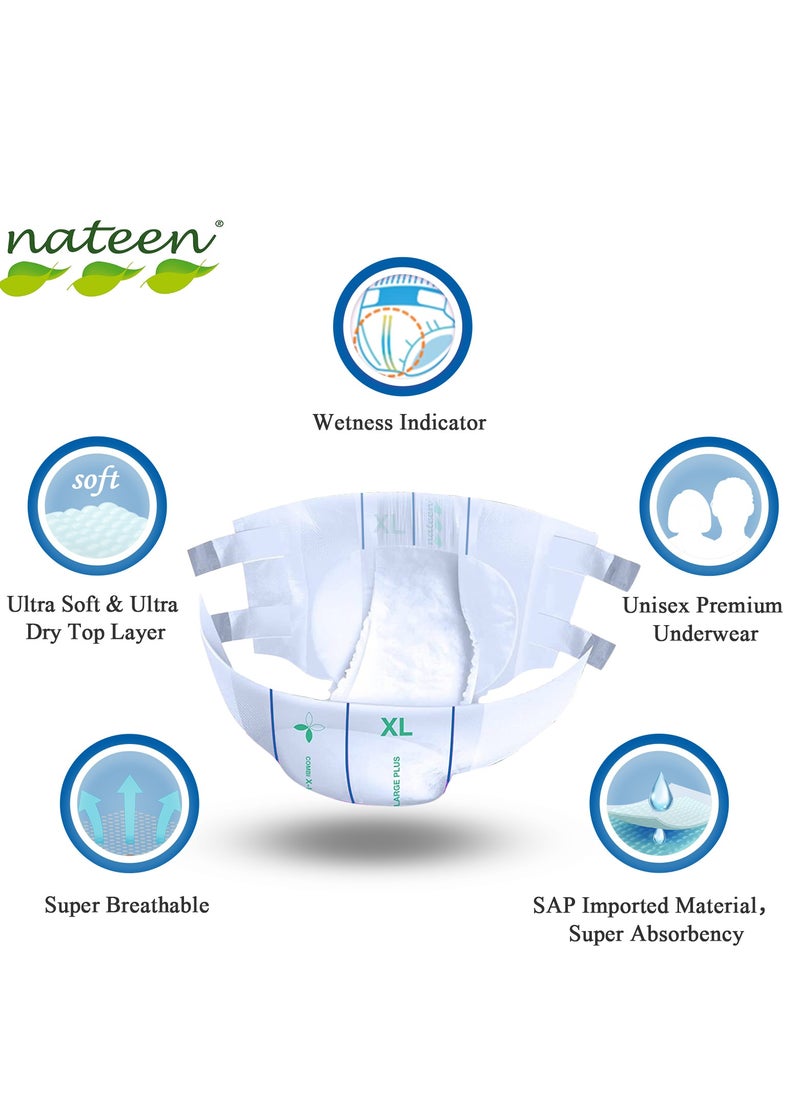 ناتين حفاضات Nateen Combi Maxi Inclatinence للبالغين ، كبيرة ، مقاس الخصر 115-150 سم ، حفاضات للبالغين 10 عد ، مع طبقة ماصة قصوى ، واقي تسرب ، ملابس داخلية يمكن التخلص منها للرجال والنساء ، امتصاص 3900 مل.  - Image 4