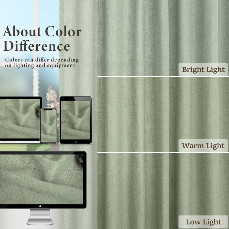 DANCURTON Sage Green Valance for Windows Kitchen Living Room Valance Rod Pocket Boho Farmhouse Country Rustic Bathroom Small Window Treatment Semi Sheer Linen Curtain Valances for Bedroom Light Sage - Image 5