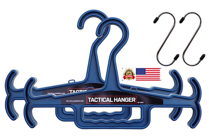 Tactical Hanger by HICE  Set of 2  Original Heavy Duty Standard Hanger  200 lb Load Capacity  Durable High Impact Resin  Body Armor Police Military Gear Scuba Survival Equipment Navy Blue
