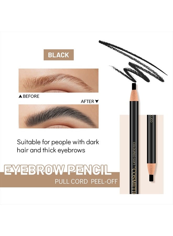 Ownest 6 Pcs Pull Cord Peel-off Eyebrow Pencil Tattoo Makeup and Microblading Supplies Set for Marking, Filling and Outlining, Waterproof and Durable Permanent Eyebrow Liner-Black - Image 4