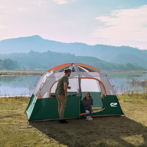 CAMPROS CP Tent-6-Person-Camping-Tents, Waterproof Windproof Family Tent with Top Rainfly, 4 Large Mesh Windows, Double Layer, Easy Set Up, Portable with Carry Bag (6 Person, Dark Green-6) - Image 5