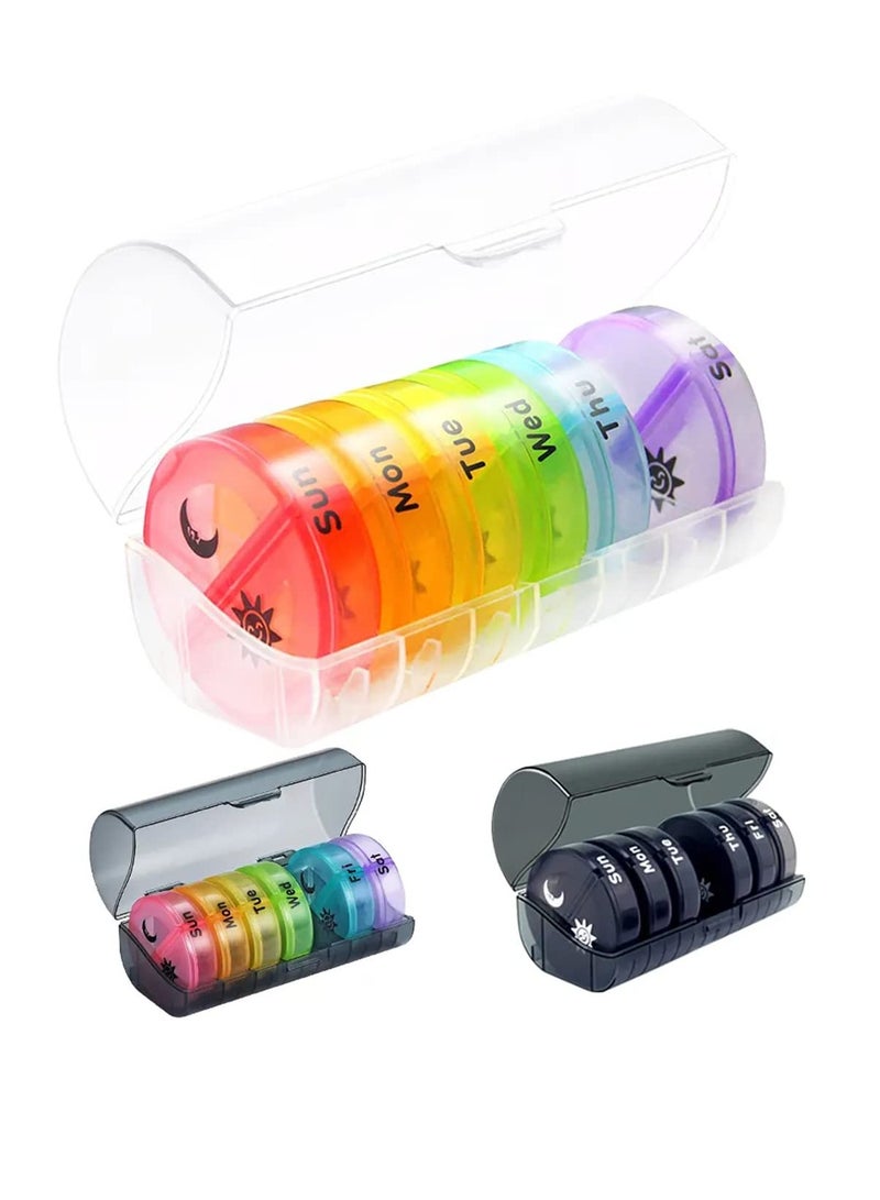 منظم الأقراص الأسبوعي الكبير 2 مرات في اليوم، علبة الأقراص اليومية 7 أيام سهلة الفتح مع الحماية المزدوجة، علبة الأقراص صباحًا مساءً الدواء/فيتامين/زيت السمك/المكملات (واضح) - Image 2