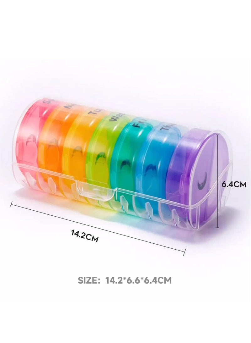 منظم الأقراص الأسبوعي الكبير 2 مرات في اليوم، علبة الأقراص اليومية 7 أيام سهلة الفتح مع الحماية المزدوجة، علبة الأقراص صباحًا مساءً الدواء/فيتامين/زيت السمك/المكملات (واضح) - Image 3