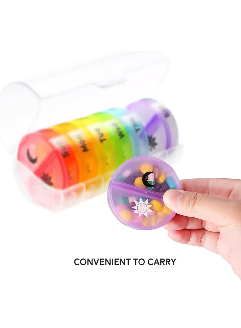 منظم الأقراص الأسبوعي الكبير 2 مرات في اليوم، علبة الأقراص اليومية 7 أيام سهلة الفتح مع الحماية المزدوجة، علبة الأقراص صباحًا مساءً الدواء/فيتامين/زيت السمك/المكملات (واضح) - Image 5