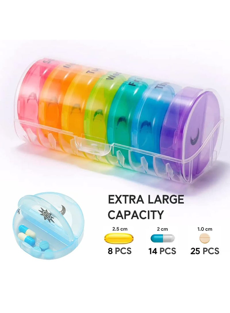 منظم الأقراص الأسبوعي الكبير 2 مرات في اليوم، علبة الأقراص اليومية 7 أيام سهلة الفتح مع الحماية المزدوجة، علبة الأقراص صباحًا مساءً الدواء/فيتامين/زيت السمك/المكملات (واضح) - Image 4