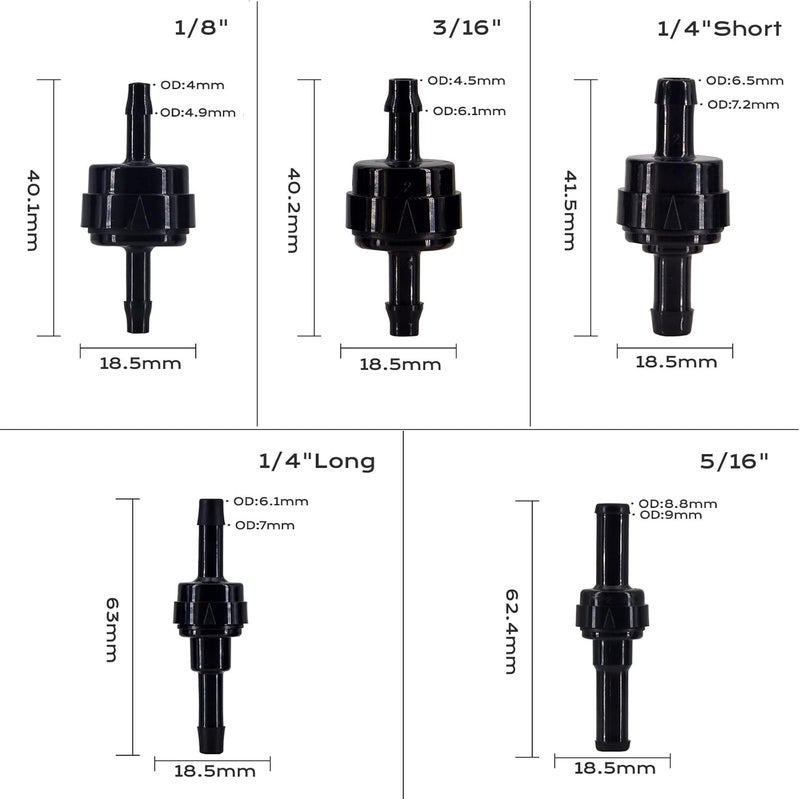 BBTUS PA66 Automotive Spring Check Valves, High Temp & Corrosion Resistant (1/8", "1/4", "3/16", "5/16") - Image 2