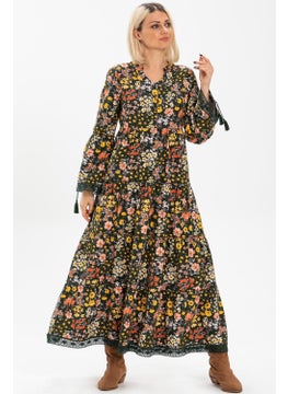 Eliş Şile Bezi Eliş Şile Cloth Seçil Flannel Long Autumn and Winter Dress Spring Pattern Green  - Image 1