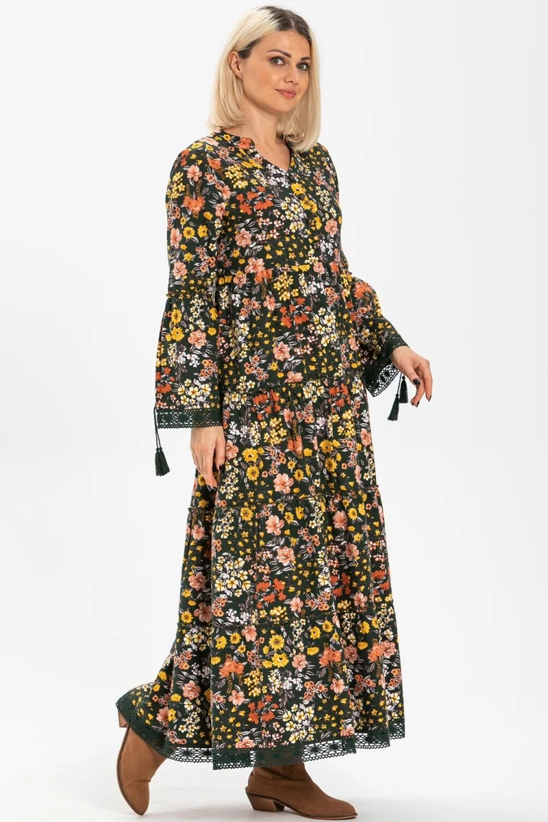 Eliş Şile Bezi Floral Tiered Dress