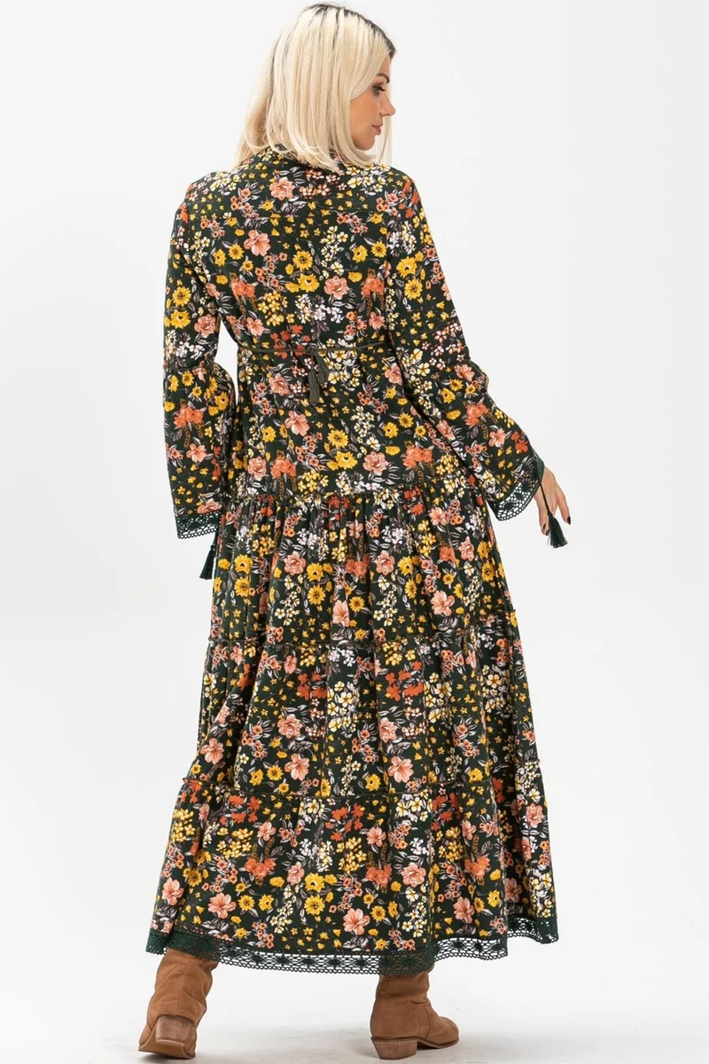Eliş Şile Bezi Floral Tiered Dress
