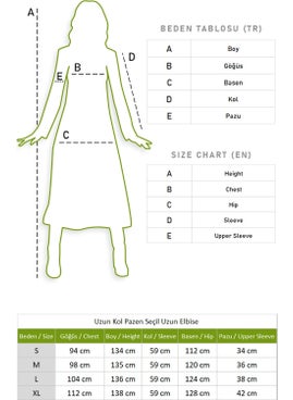 Eliş Şile Bezi Eliş Şile Cloth Seçil Flannel Long Autumn and Winter Dress Spring Pattern Green  - Image 2