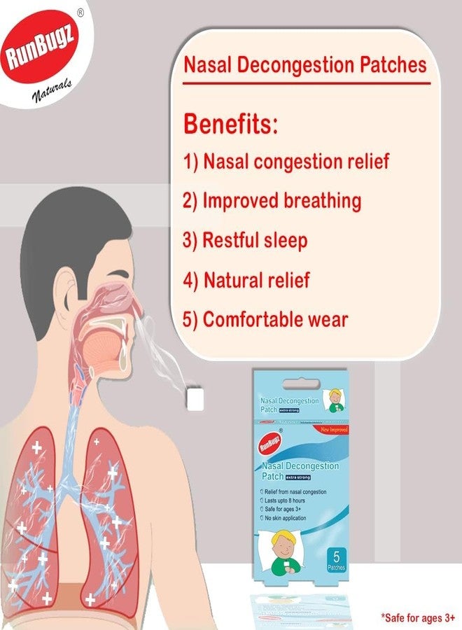 Runbugz Nasal Decongestion Patch for Baby's & Kid's Quick Relief from Runny Nose & Nasal Congestion Cold, Skin Irritation, Sinus Pressure | Lasts Upto 8 Hrs- (Pack of 2, 10 count Patches) - Image 4