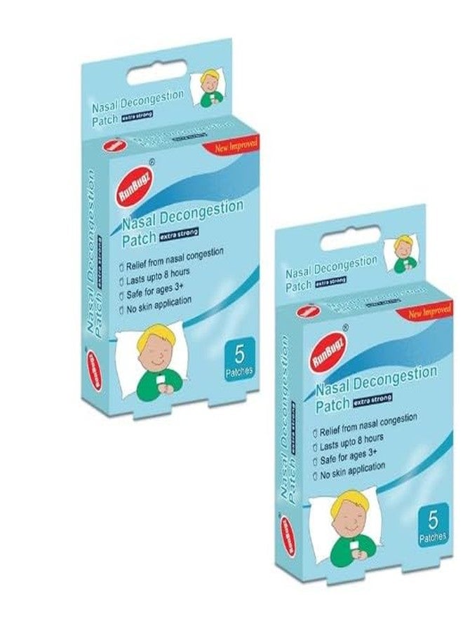 Runbugz Nasal Decongestion Patch for Baby's & Kid's Quick Relief from Runny Nose & Nasal Congestion Cold, Skin Irritation, Sinus Pressure | Lasts Upto 8 Hrs- (Pack of 2, 10 count Patches) - Image 1