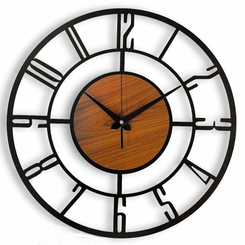 Reyox Material Metal Wall Clock Big Size Wall Clock Modern Clocks for Living Room Stylish Wall Clocks for Home Antique Big Size Modern Wall Watch for Home DecorBlack40 cm DA121
