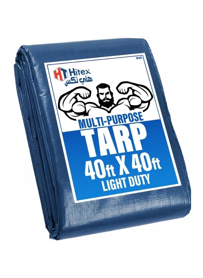 Hitex Tarpaulin Sheet – Light, Medium & Heavy Duty Waterproof Cover | UV Resistant, Tear-Proof, Multi-Purpose Tarpaulin for Construction, Storage & Camping (BLUE (LIGHT DUTY), 40ft X40ft) - Image 1