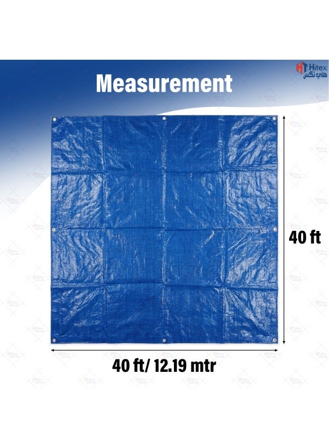 Hitex Tarpaulin Sheet – Light, Medium & Heavy Duty Waterproof Cover | UV Resistant, Tear-Proof, Multi-Purpose Tarpaulin for Construction, Storage & Camping (BLUE (LIGHT DUTY), 40ft X40ft) - Image 2