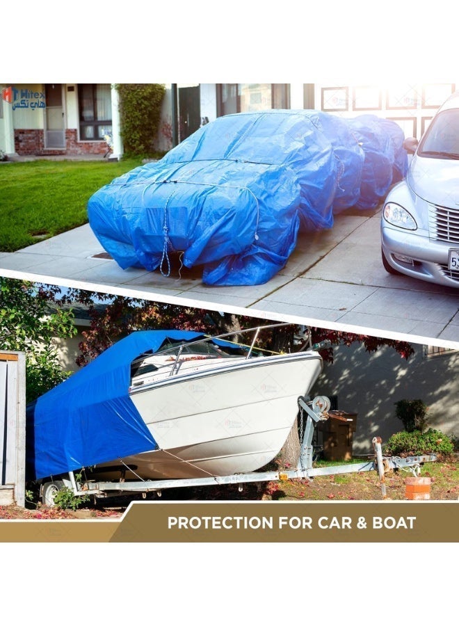 Hitex Tarpaulin Sheet – Light, Medium & Heavy Duty Waterproof Cover | UV Resistant, Tear-Proof, Multi-Purpose Tarpaulin for Construction, Storage & Camping (BLUE (LIGHT DUTY), 40ft X40ft) - Image 5