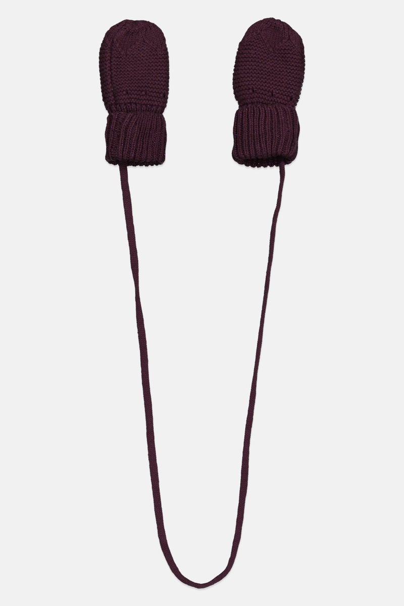 Reserved Toddlers Girl Knitted Socks, Burgundy - Image 2