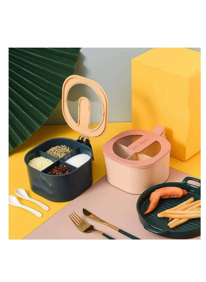 Y&D - 2 Pack Seasoning Box Kitchen Storage Container, for Spice Salt Sugar Cruet, with Cover and Spoons, Pepper Pots multi - Image 1