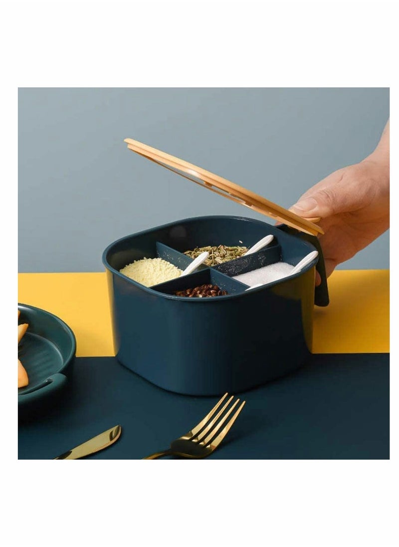 Y&D - 2 Pack Seasoning Box Kitchen Storage Container, for Spice Salt Sugar Cruet, with Cover and Spoons, Pepper Pots multi - Image 1
