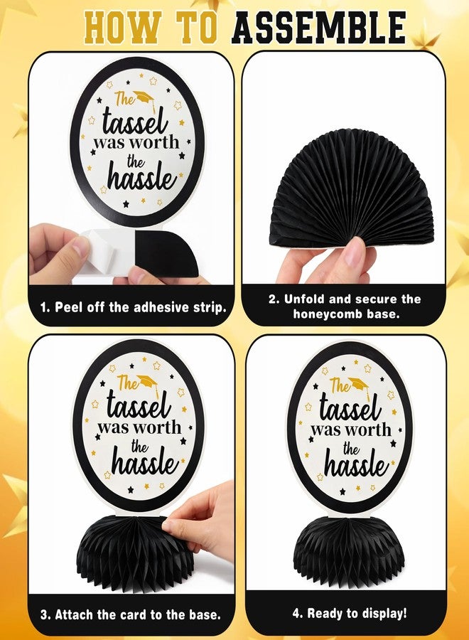 OHOME Graduation Decorations 2026 - Black Gold Graduation Honeycomb for Table Centerpiece | Graduation Party Decorations Class of 2026,Table Toppers for Graduation Party Favors Supplies Indoor Outdoor - Image 3