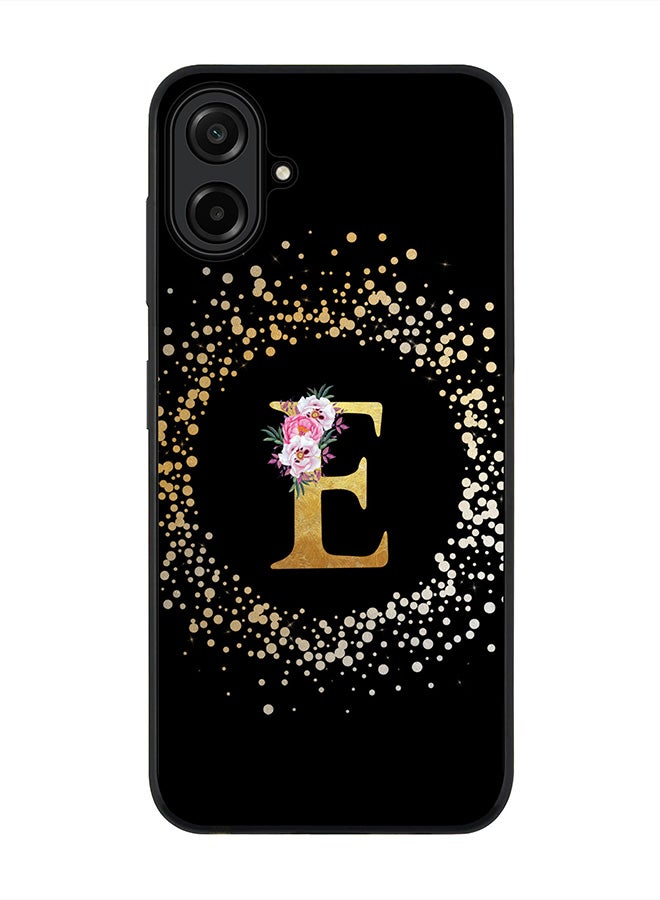 Stylizedd For Samsung Galaxy A07 4G Case,Slim fit Camera Protection, Shockproof Thin Phone cover  - Custom Monogram Floral - E ( Black )