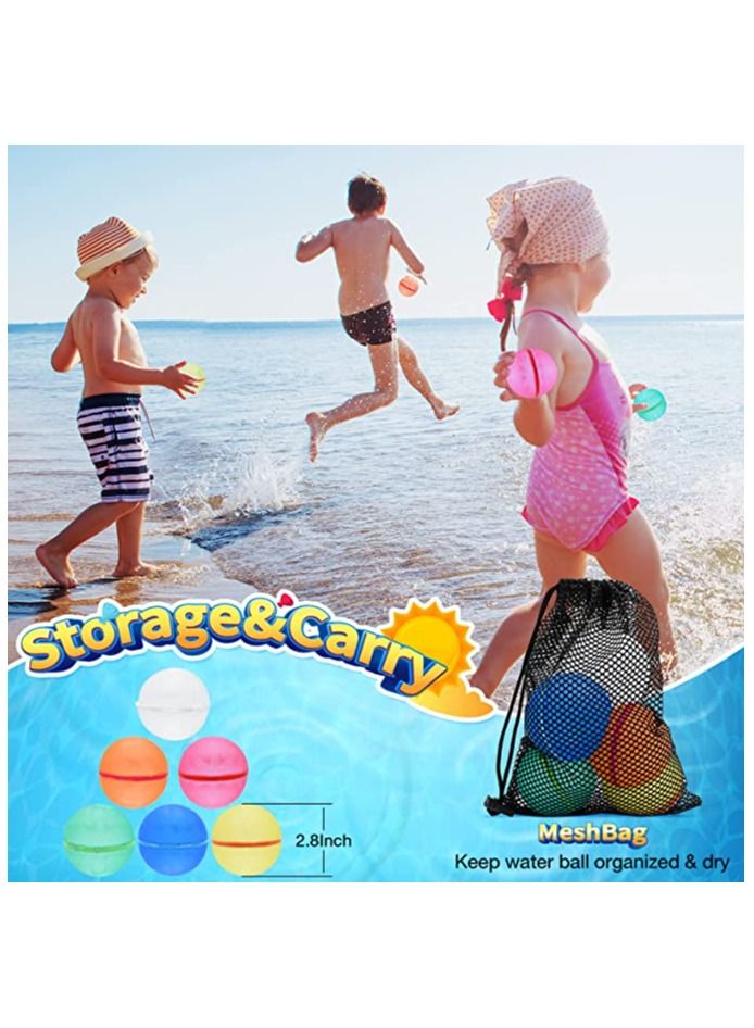 ORiTi ORiTi Reusable Water Bomb Balloons, Latex-Free Silicone Water Ball with Mesh Bag, Self-Sealing for Kids Adults Outdoor Activities Water Games Toy Summer Fun Party Supplies (6Pcs)  - Image 2