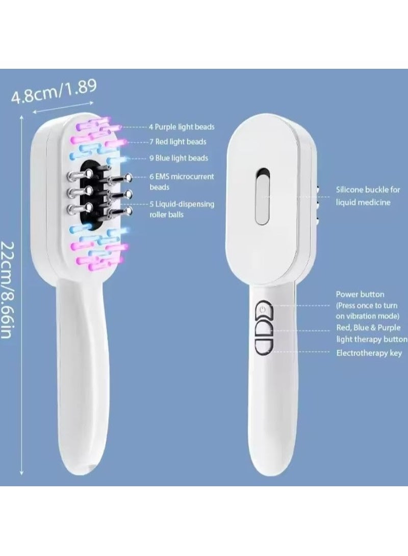 LIXES Electric Vibration Hair Growth Comb EMS Micro Current, 3 Color LED Massage Therapy Oil Applicator Massager Red Light Therapy Massage Brush (PK-02) - Image 2