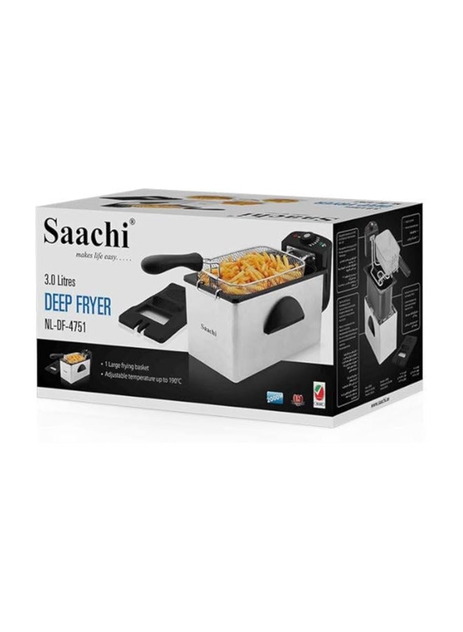 Saaachi Deep Fryer 3 L 2000 W NL-DF-4751-ST Silver/Black  - Image 1