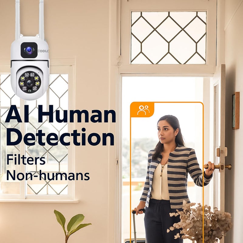 DDLC Dual Lens Mini PTZ WiFi Camera | Full HD 1080P | Dual View & Dual Area Cover | 4MP Double Screen | IR+Color Vision | Two-Way Audio | Motion Detection | Digital Zoom | Indoor Security Camera - Image 5