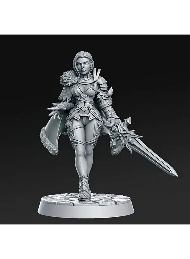 الأميرة المحاربة ABS غير المطلية تمثال مصغر لدنغونز آند دراغونز 40مم شخصية ألعاب الأدوار بسيف ودرع - Image 1