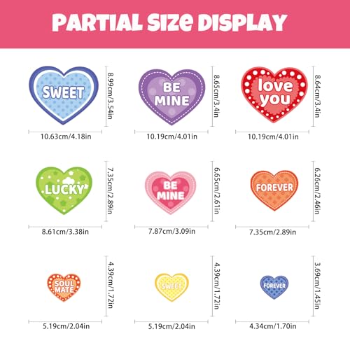 REJODA Hearts-Shape Valentine's Day Window Clings for Valentine's Decoration Wedding Party Birthday Party Supplies (9 Sheets 70Pcs Rainbow Color Love Hearts Double-Sided Sticker for Glass) - Image 2
