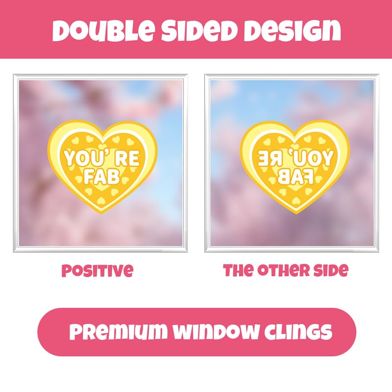 REJODA Hearts-Shape Valentine's Day Window Clings for Valentine's Decoration Wedding Party Birthday Party Supplies (9 Sheets 70Pcs Rainbow Color Love Hearts Double-Sided Sticker for Glass) - Image 3