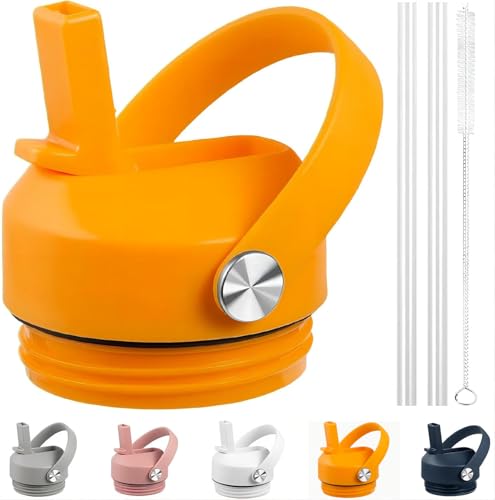 FLORAPELL Straw lid for Yeti Rambler 18 26 36 64 oz, Lid with Straws and Flexible Handle, Replacement Cap for Yeti 18oz 26oz 36oz 64oz Rambler Water Bottle Straw Cap, King Crab - Image 1