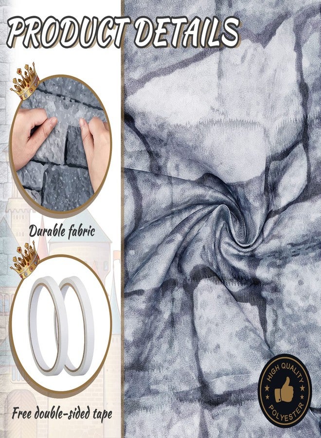 Fabbay 4 Pack 10ft Cobblestone Aisle Runners Medieval Party Decorations Polyester Brick Stone Printed Floor Runners for Medieval Castle Knight Themed Party Supplies Castle Table Cover - Image 3