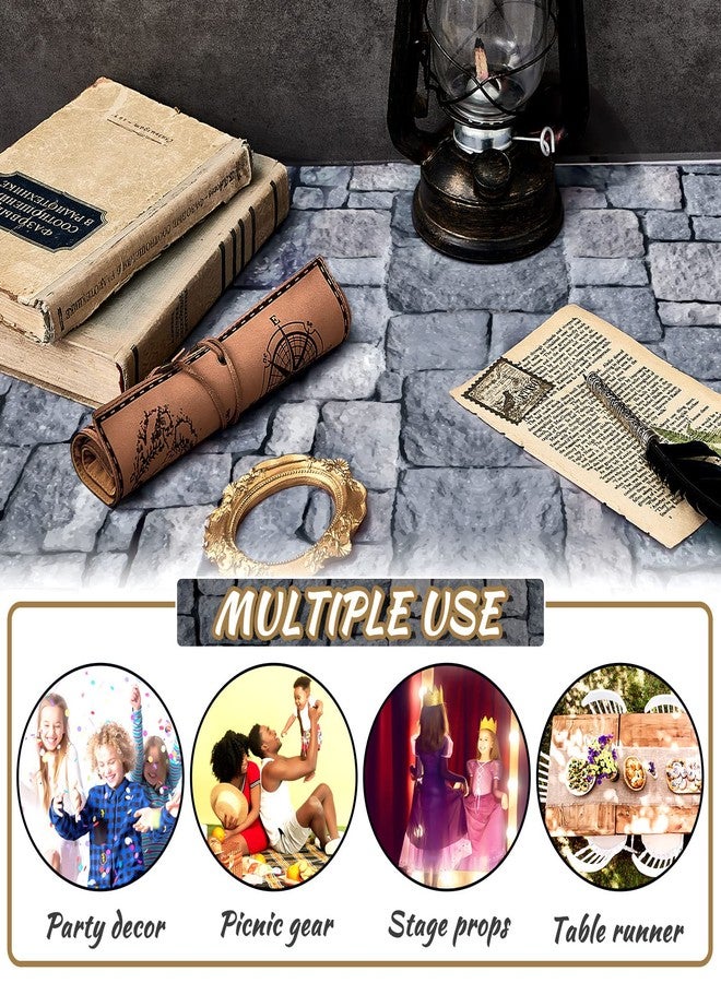 Fabbay 4 Pack 10ft Cobblestone Aisle Runners Medieval Party Decorations Polyester Brick Stone Printed Floor Runners for Medieval Castle Knight Themed Party Supplies Castle Table Cover - Image 5