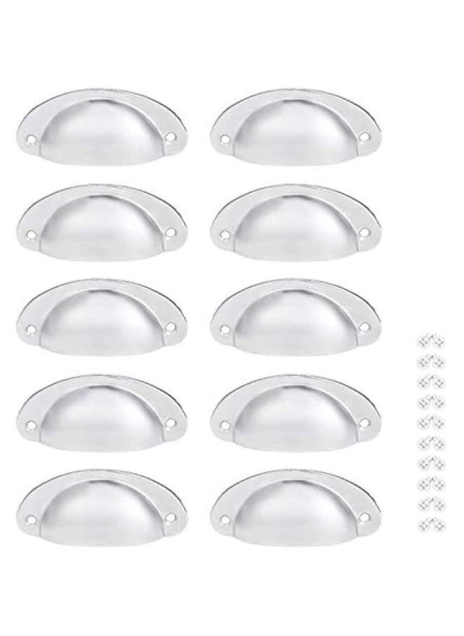 Generic Cup Cabinet Pulls, 10PCS Vintage Drawer Handles Lovely Copper Door Knobs for Dresser Cupboard Kitchen Furniture Decoration, with Screws (Silver)  - Image 1