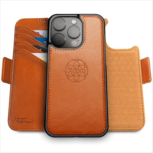 Dreem for iPhone 15 Pro Max Case Wallet, Revolutionary Phone Stand, Vegan Leather, MagSafe-Fit, Magnetic Detachable Flip Cover, RFID Blocking Card Holder, Gift-Box [Fibonacci:Caramel] - Image 1