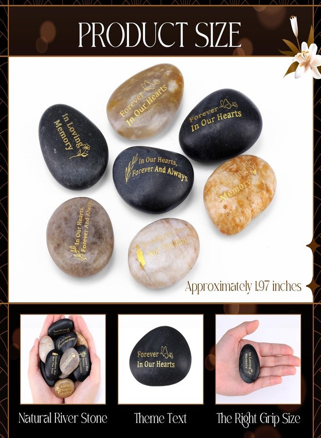 Yuntau 60 Pcs Memorial Stone 1.97 Inch Celebration of Life Favor Inspirational River Rock Engraved in Loving Memory Funeral Favor Decoration for Fathers Day Gift (Black and White,Classic Style) - Image 2