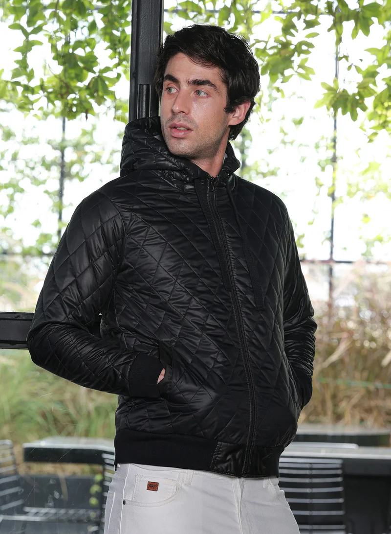 CAHOOT  Men's Obsidian Black Diamond-Quilted Puffer Jacket for Men | Best Price UAE