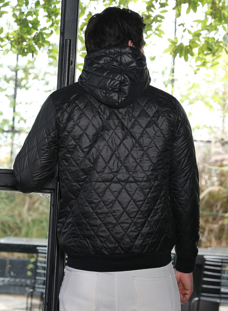 CAHOOT  Men's Obsidian Black Diamond-Quilted Puffer Jacket for Men | Best Price UAE
