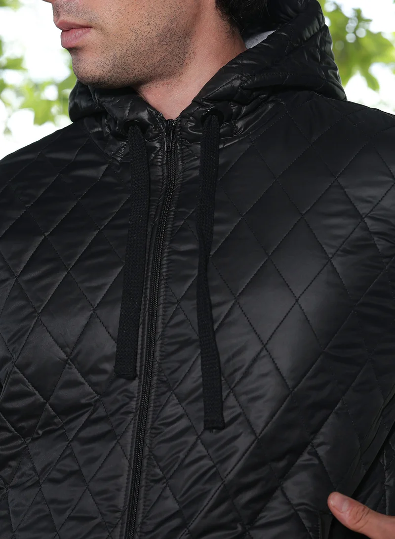 CAHOOT  Men's Obsidian Black Diamond-Quilted Puffer Jacket for Men | Best Price UAE
