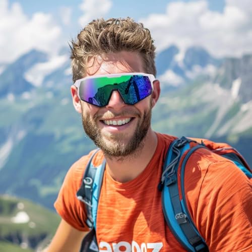 Karsaer Polarized Cycling Glasses Sports Sunglasses, UV400 Protection Baseball Running Glasses for Men Women Youth E1267, Multicolour, Large - Image 2
