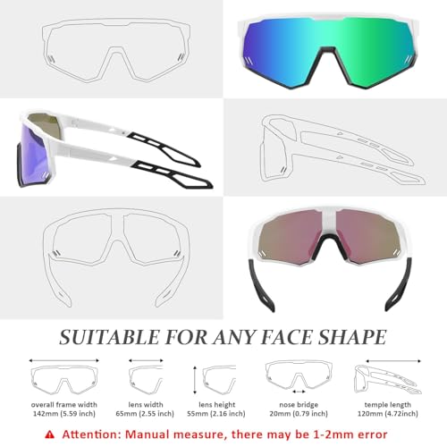 Karsaer Polarized Cycling Glasses Sports Sunglasses, UV400 Protection Baseball Running Glasses for Men Women Youth E1267, Multicolour, Large - Image 5