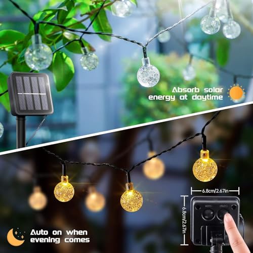 AERYS 45 Bulbs LED Fairy String Solar Light Silicon LED Bulbs 10 Meter Waterproof 8 Mode Outdoor/Indoor Waterproof Solar Powered Led String Light, Decorations for Garden Yard Balcony (Yellow) - Image 4